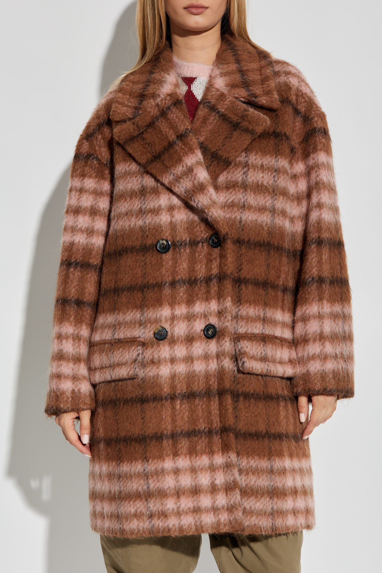 Brown Checked coat Moschino - Vitkac AS